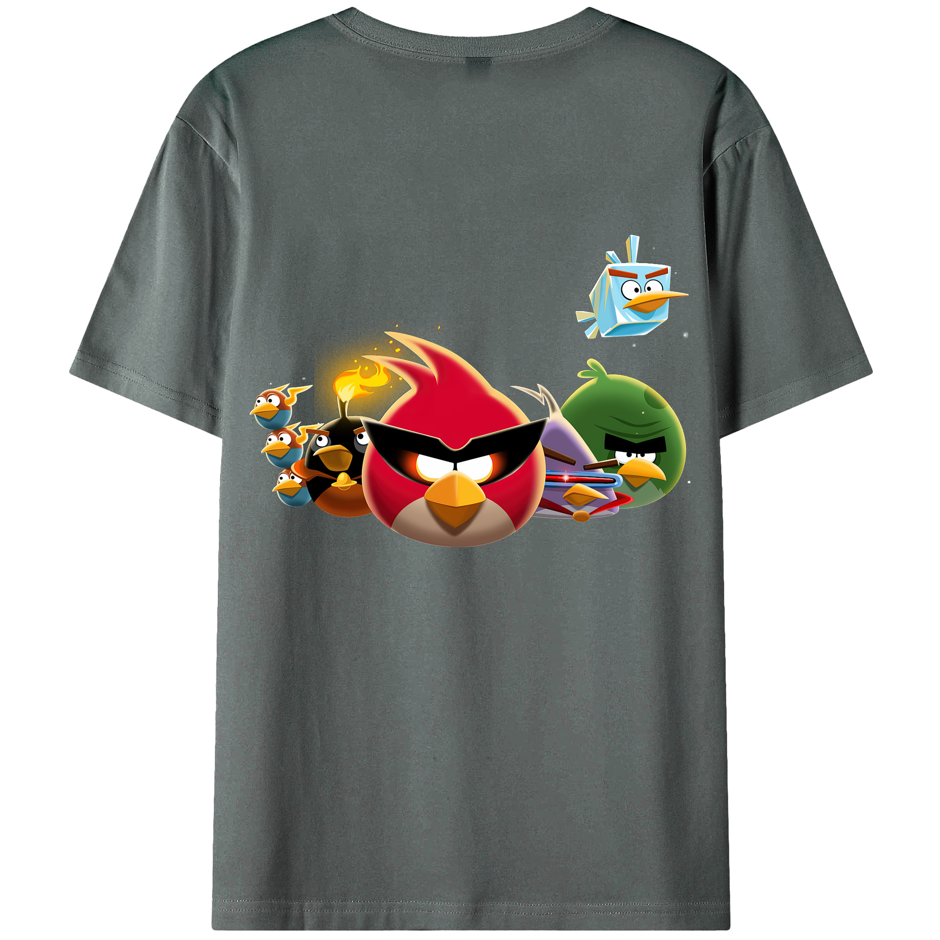 （画像用） Angry Birds アングリーバード 綿100％ メンズ半袖Tシャツ（バックプリント） 通気性